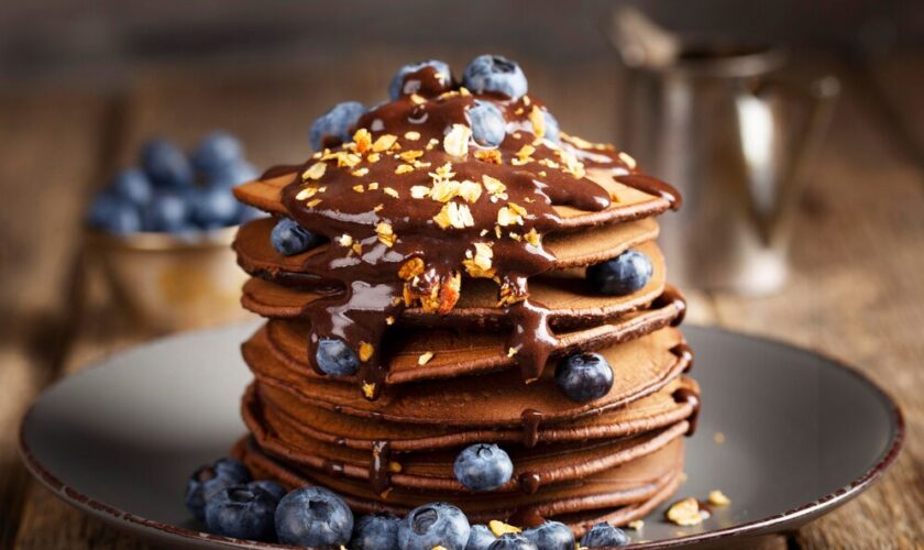 Chocolate Pancake with Blueberries